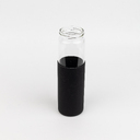 Бутылка стеклянная с силиконовой манжетой и бамбуковой крышкой  Glass, черная для нанесения логотипа