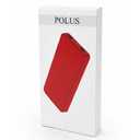 Внешний аккумулятор Polus, 10000 Mah, софт-тач покрытие, красный для нанесения логотипа