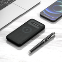 Внешний аккумулятор Odyssey, 10000 mAh с беспроводной зарядкой, черный для нанесения логотипа