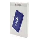 Внешний аккумулятор Kugo, 10000 mAh с подсветкой гравировки, синий для нанесения логотипа