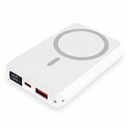 Магнитный внешний аккумулятор Quantum с беспроводной зарядкой (15W), 10000 Mah, белый для нанесения логотипа