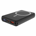 Магнитный внешний аккумулятор Quantum с беспроводной зарядкой (15W), 10000 Mah, черный для нанесения логотипа