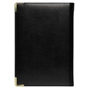 Ежедневник полудатированный Classic Pristine Gold А5, черный с золотом, с металлическими уголками, в твердой обложке с поролоном для нанесения логотипа