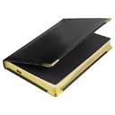 Ежедневник полудатированный Classic Pristine Gold А5, черный с золотом, с металлическими уголками, в твердой обложке с поролоном для нанесения логотипа
