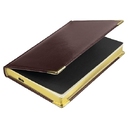 Ежедневник полудатированный Classic Pristine Gold А5, темно-коричневый с золотом, с металлическими уголками, в твердой обложке с поролоном для нанесения логотипа