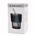 Стакан стеклянный с трубочкой и капхолдером Karamel, зелёный. для нанесения логотипа