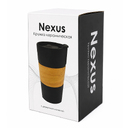 Кружка керамическая с деревянной манжетой Nexus, чёрная для нанесения логотипа