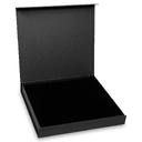 Подарочная коробка, размер 28,5х26,5х4 см, Solution Prestige Linen с магнитным клапаном, черная, с черным ложементом для нанесения логотипа