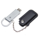 Флеш накопитель USB 2.0 Palermo в кожаном чехле 32GB, металл, черный/серебристый для нанесения логотипа
