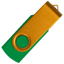 Флеш накопитель USB 2.0 Twister Сolor Mix 16GB, пластик Софт Тач/металл, зеленый/золотистый для нанесения логотипа