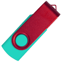 Флеш накопитель USB 2.0 Twister Сolor Mix 16GB, пластик Софт Тач/металл, бирюзовый/красный для нанесения логотипа