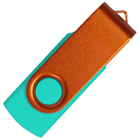 Флеш накопитель USB 2.0 Twister Сolor Mix 16GB, пластик Софт Тач/металл, бирюзовый/оранжевый для нанесения логотипа