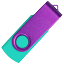 Флеш накопитель USB 2.0 Twister Сolor Mix 16GB, пластик Софт Тач/металл, бирюзовый/фиолетовый для нанесения логотипа