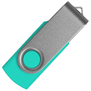 Флеш накопитель USB 2.0 Twister Сolor Mix 16GB, пластик Софт Тач/металл, бирюзовый/серебристый для нанесения логотипа