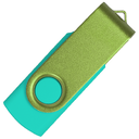 Флеш накопитель USB 2.0 Twister Сolor Mix 16GB, пластик Софт Тач/металл, бирюзовый/светло-зеленый для нанесения логотипа