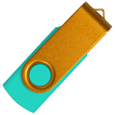 Флеш накопитель USB 2.0 Twister Сolor Mix 16GB, пластик Софт Тач/металл, бирюзовый/золотистый для нанесения логотипа