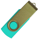 Флеш накопитель USB 2.0 Twister Сolor Mix 16GB, пластик Софт Тач/металл, бирюзовый/оливковый для нанесения логотипа
