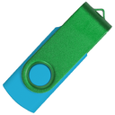 Флеш накопитель USB 2.0 Twister Сolor Mix 16GB, пластик Софт Тач/металл, голубой/зеленый для нанесения логотипа