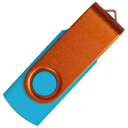Флеш накопитель USB 2.0 Twister Сolor Mix 16GB, пластик Софт Тач/металл, голубой/оранжевый для нанесения логотипа