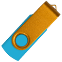 Флеш накопитель USB 2.0 Twister Сolor Mix 16GB, пластик Софт Тач/металл, голубой/золотистый для нанесения логотипа