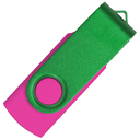 Флеш накопитель USB 2.0 Twister Сolor Mix 16GB, пластик Софт Тач/металл, розовый/зеленый для нанесения логотипа