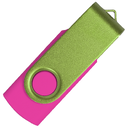 Флеш накопитель USB 2.0 Twister Сolor Mix 16GB, пластик Софт Тач/металл, розовый/светло-зеленый для нанесения логотипа