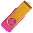 Флеш накопитель USB 2.0 Twister Сolor Mix 16GB, пластик Софт Тач/металл, розовый/желтый для нанесения логотипа