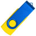 Флеш накопитель USB 2.0 Twister Сolor Mix 16GB, пластик Софт Тач/металл, желтый/синий для нанесения логотипа