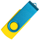 Флеш накопитель USB 2.0 Twister Сolor Mix 16GB, пластик Софт Тач/металл, желтый/голубой для нанесения логотипа