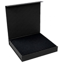 Подарочная коробка, размер 29,7*28,0*4,5 см, Solution Prestige Magnum  Linen с магнитным клапаном, черная, с черным ложементом из EVA для нанесения логотипа