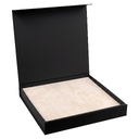 Подарочная коробка, размер 29,7*28,0*4,5 см, Solution Prestige Magnum  Linen с магнитным клапаном, черная, с бежевым ложементом из EVA для нанесения логотипа