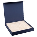 Подарочная коробка, размер 29,7*28,0*4,5 см, Solution Prestige Magnum Linen с магнитным клапаном, темно-синяя,  с кремовым ложементом из EVA для нанесения логотипа