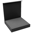 Подарочная коробка, размер 29,7*28,0*4,5 см, Solution Prestige Magnum Linen с магнитным клапаном, черная, с ложементом из поролона для нанесения логотипа