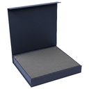 Подарочная коробка, размер 29,7*28,0*4,5 см, Solution Prestige Magnum  Linen с магнитным клапаном, темно-синяя, с ложементом из поролона для нанесения логотипа