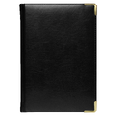 Ежедневник полудатированный Classic Pristine Gold А5, черный с золотом, с металлическими уголками, в твердой обложке с поролоном для нанесения логотипа