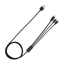 Кабель зарядный выдвижной USB OmniCore 60W 3-в-1 на Lightning, Micro-USB, Type-C «U50» 2,4 A, Quick Charge в пластиковом футляре, черный для нанесения логотипа