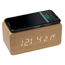 Зарядное устройство 15W Wireless Time Hub с часами, термометром, календарем, светло-коричневое для нанесения логотипа
