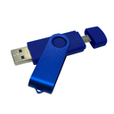 Флеш накопитель USB 2.0/OTG Twister Smart 16GB, пластик Софт Тач/металл, синий/синий для нанесения логотипа