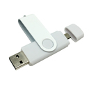 Флеш накопитель USB 2.0/OTG Twister Smart 16GB, пластик Софт Тач/металл, белый/белый для нанесения логотипа