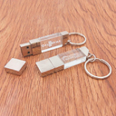 Флеш накопитель USB 2.0 Crystal v2 32GB, металл/стекло, прозрачный/серебристый, подсветка синим для нанесения логотипа