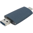 Флешка Pebble Universal, USB 3.0, серо-синяя, 32 Гб для нанесения логотипа