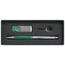 Коробка Notes с ложементом для ручки и флешки, зеленая для нанесения логотипа