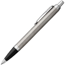 Ручка шариковая Parker IM Essential Stainless Steel CT, серебристая с черным для нанесения логотипа