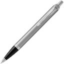 Ручка шариковая Parker IM Essential Stainless Steel CT, серебристая с черным для нанесения логотипа