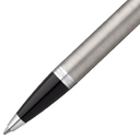 Ручка шариковая Parker IM Essential Stainless Steel CT, серебристая с черным для нанесения логотипа