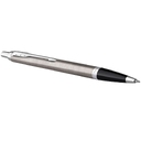 Ручка шариковая Parker IM Essential Stainless Steel CT, серебристая с черным для нанесения логотипа