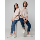 Футболка унисекс оверсайз Street Vibes, бежевая, размер XS/S для нанесения логотипа