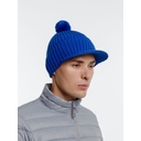 Вязаная шапка с козырьком Peaky, синяя (василек) для нанесения логотипа