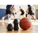 Складная бутылка для воды Basketball Flex, черная для нанесения логотипа