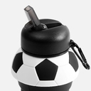 Складная бутылка для воды Football Flex, белая с черным для нанесения логотипа